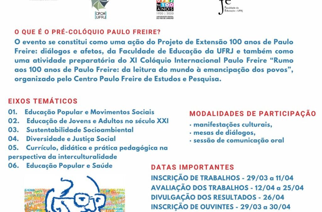 Pré-colóquio Paulo Freire Rio de Janeiro, 3 e 4 de maio de 2021